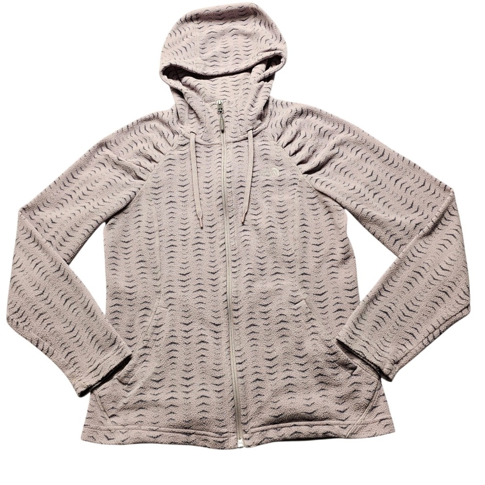 The North Face Women SP. Mauve Textured Chevron Full Zip Fleece Hoodie‎ Jacket